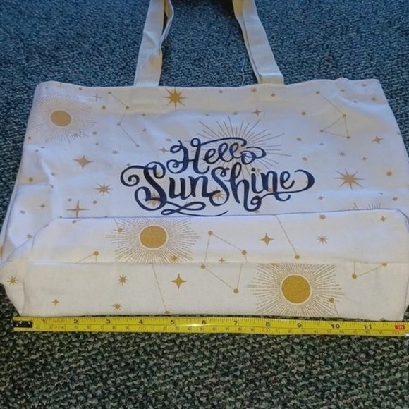 'Hello Sunshine' Sun, Stars, and Constellation tote bag with tassel - Picture 6 of 15